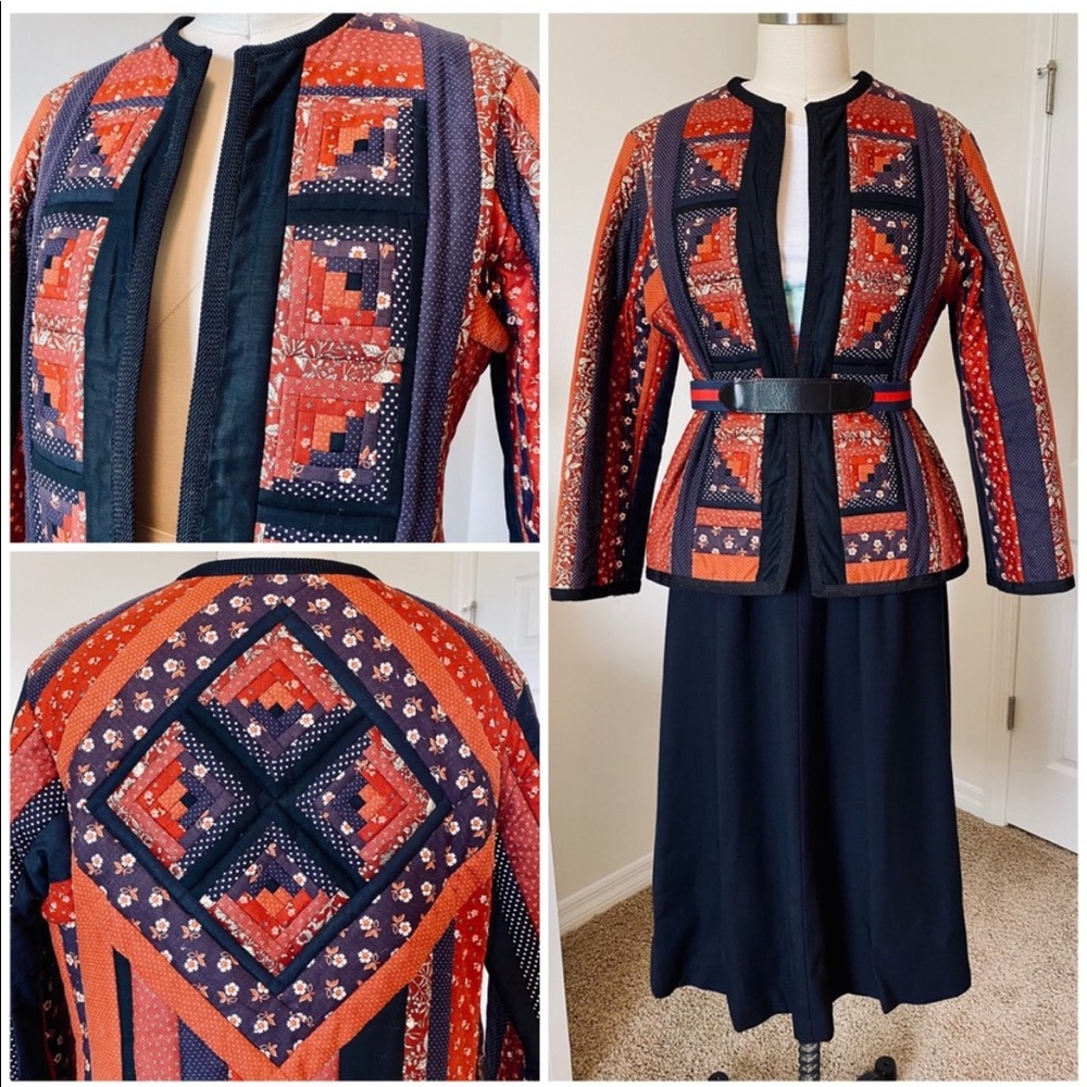 VINTAGE hand made quilt jacket !